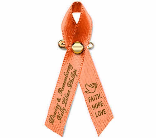 Personalized Uterine Cancer Awareness Ribbon (Peach) - Pack of 10.