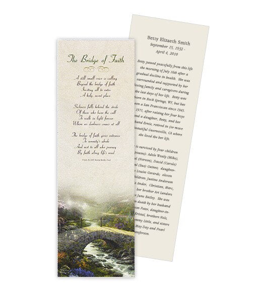 Bridge of Faith Funeral Bookmark Paper (Pack of 24).