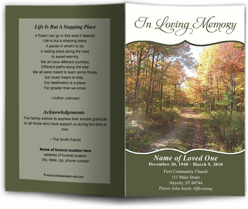 Fall Funeral Program Template.