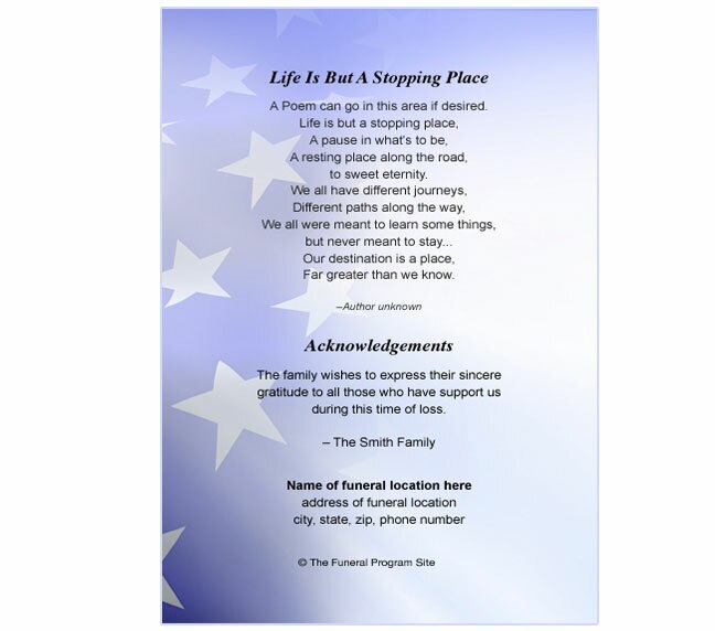 Patriot Small Memorial Card Template.