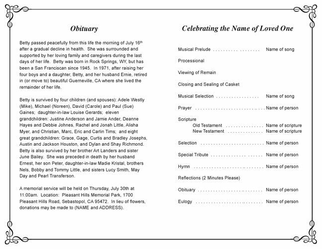 Grace Funeral Program Template.
