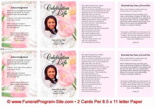 Pearls Small Memorial Card Template.