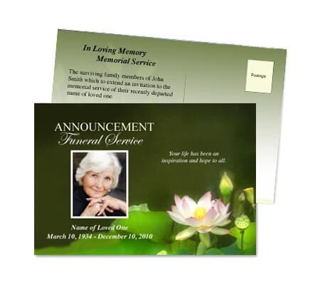 Lotus Funeral Announcement Template.