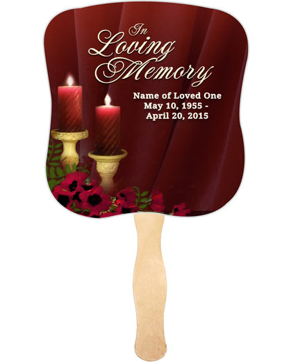 Candlelight Cardstock Memorial Fan With Wooden Handle (Pack of 10).