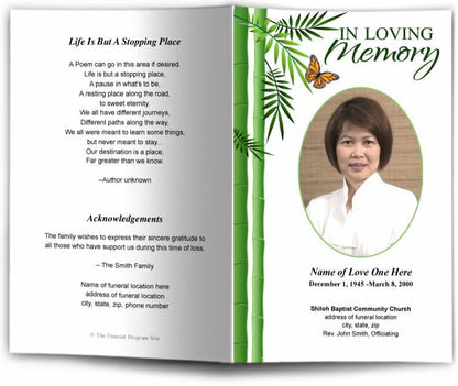 Bamboo Funeral Program Template.