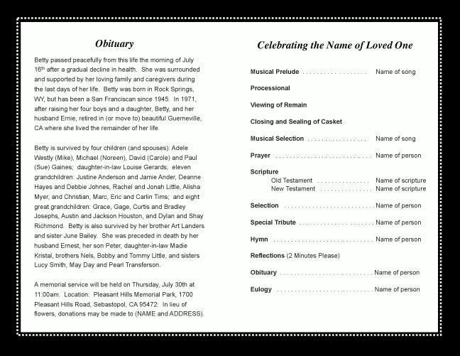 Boxing Funeral Program Template.