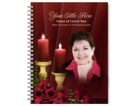 Candlelight Spiral Wire Bind Memorial Funeral Guest Book.