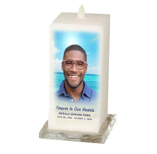 Beach Square Dancing Wick LED Memorial Candle.