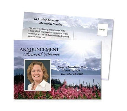 Seasons Funeral Announcement Postcard Template.