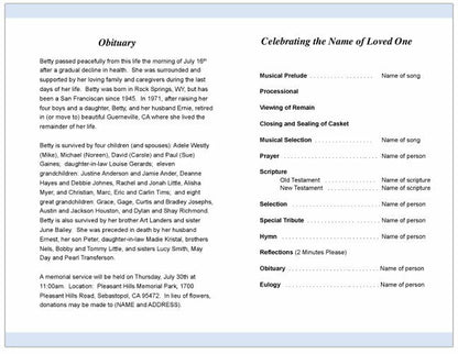 Victoria Funeral Program Template.