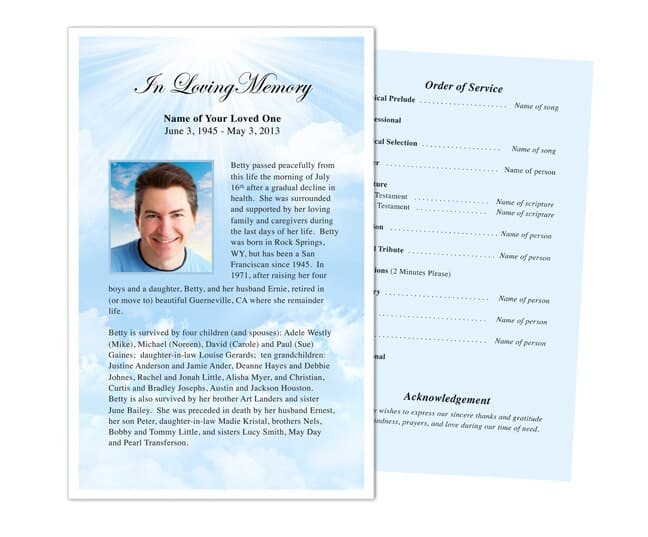 Sky Blue Funeral Flyer Template.