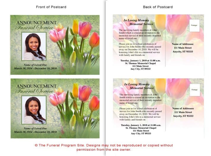 Harvest Funeral Announcement Template.