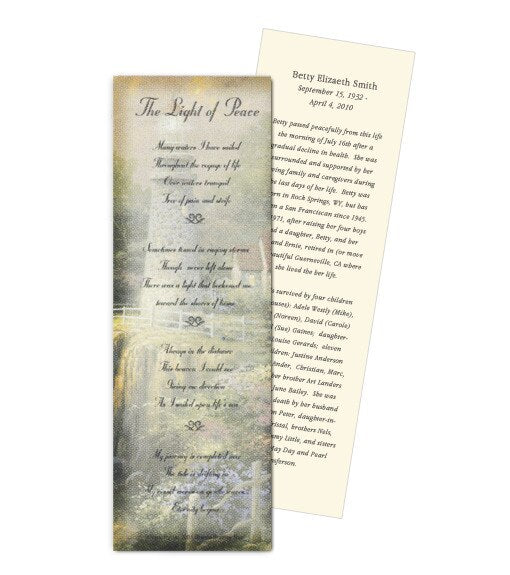 Sea of Tranquility Funeral Bookmark Paper (Pack of 24).