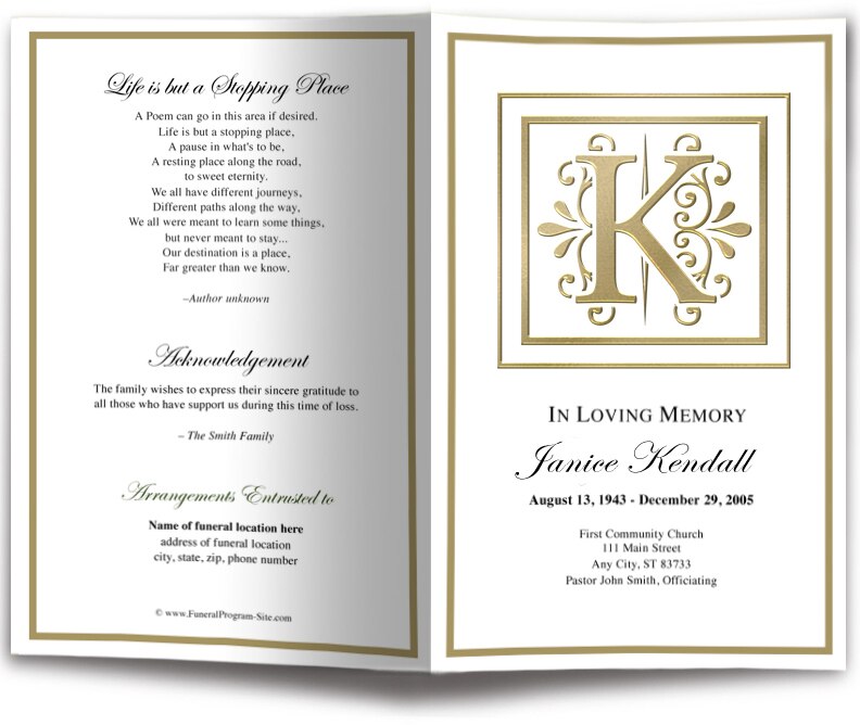 Monogram Gold K Program Template.
