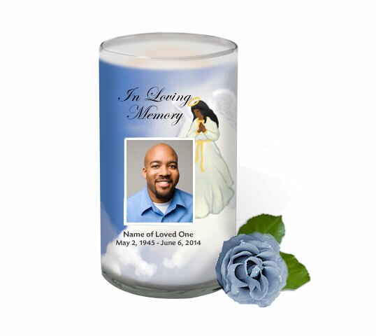 Lovely Angel Personalized Glass Memorial Candle.