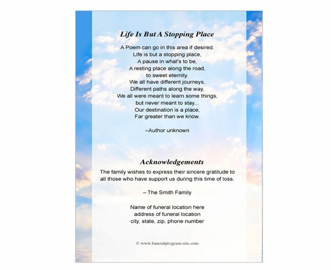 Peace Small Memorial Card Template.