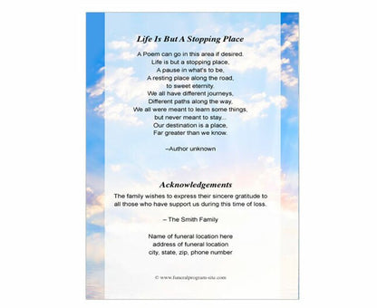 Peace Small Memorial Card Template.
