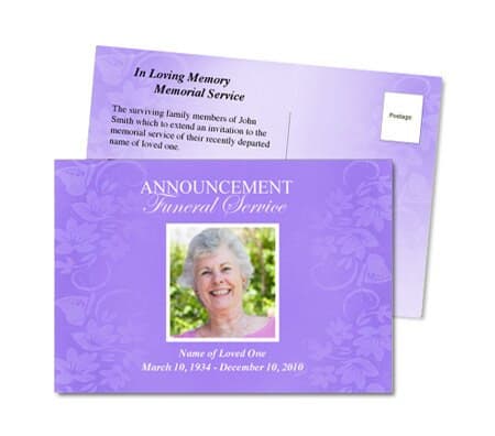 Lavender Funeral Announcement Template.