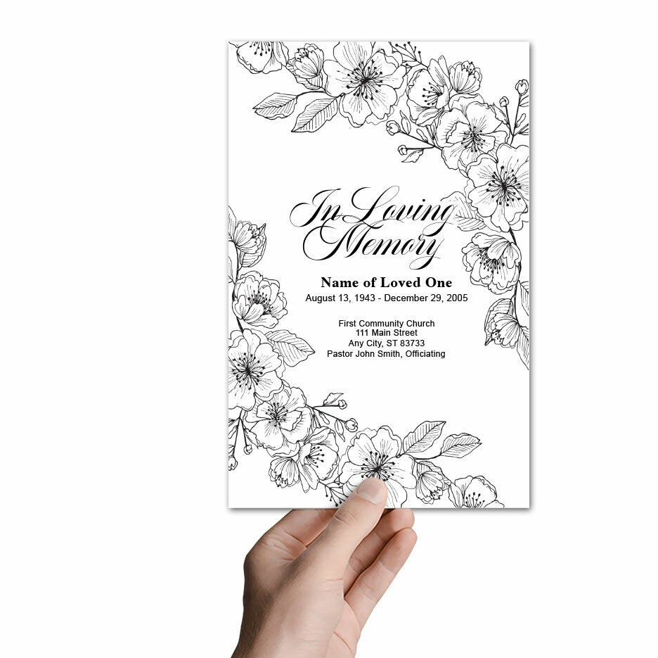 Chic Floral Lines Funeral Program Template.