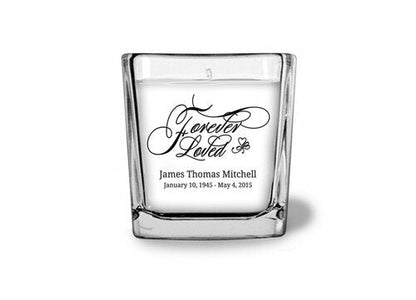 Forever Loved Glass Cube Memorial Candle.
