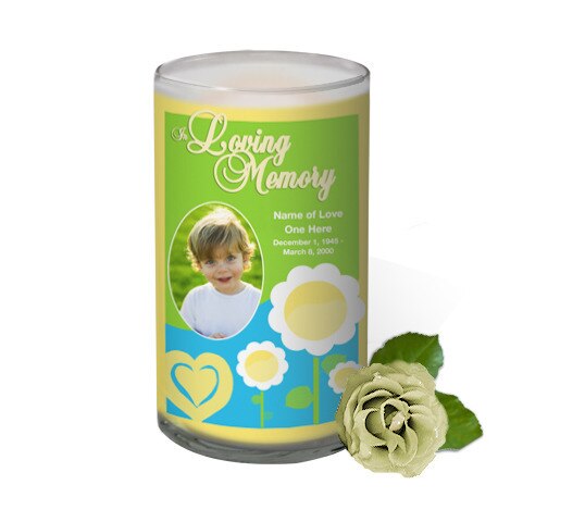 Playful Personalized Glass Memorial Candle.
