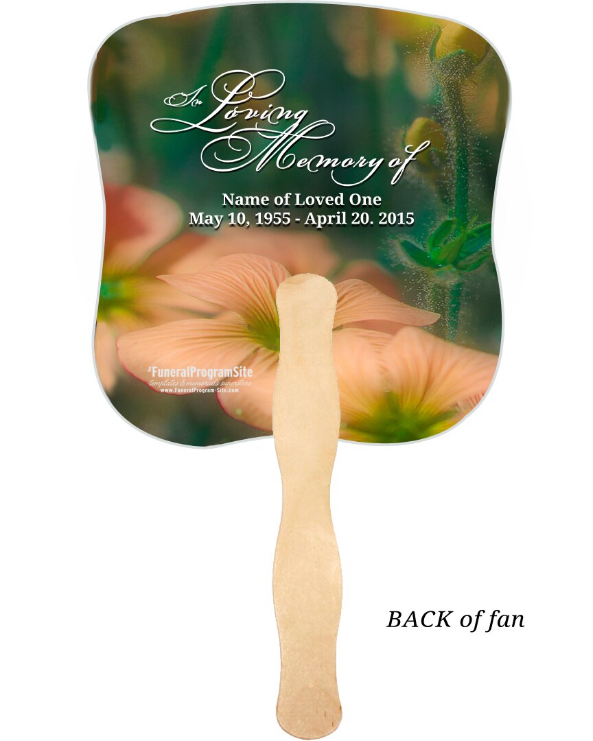 Floral Cardstock Memorial Fan With Wooden Handle (Pack of 10).