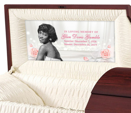 Custom Casket Panel Insert - Sparkling Rose Design.