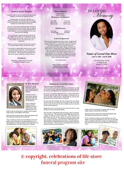 Glitter TriFold Funeral Brochure Template.