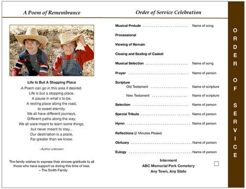Ranch 8-Sided Funeral Graduated Program Template.