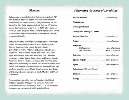 Angelina Funeral Program Template.