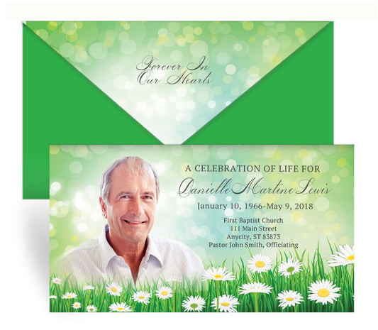 Daisy Delight Envelope Fold Funeral Program Design & Print (Pack of 50).