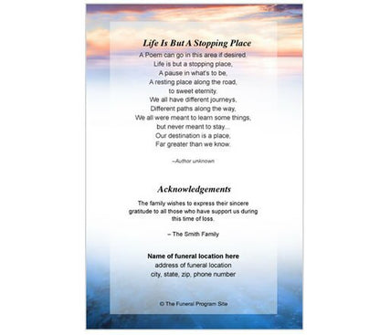 Dusk 8-Sided Graduated Funeral Program Template (Letter Size).