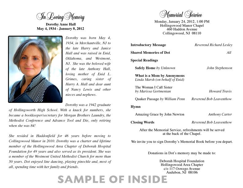 Wipe Away Tears Funeral Program Paper (Pack of 25).
