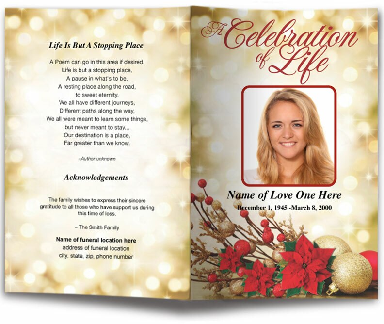 Ponsietta Funeral Program Template.
