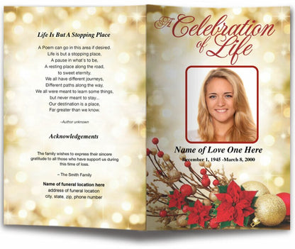 Ponsietta Funeral Program Template.