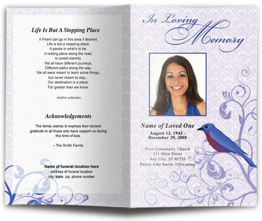 Robin Funeral Program Template.