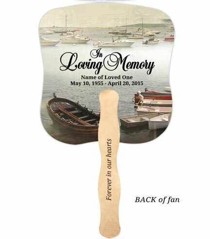 Fishing Cardstock Memorial Fan With Wooden Handle (Pack of 10).