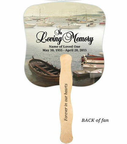 Fishing Cardstock Memorial Fan With Wooden Handle (Pack of 10).