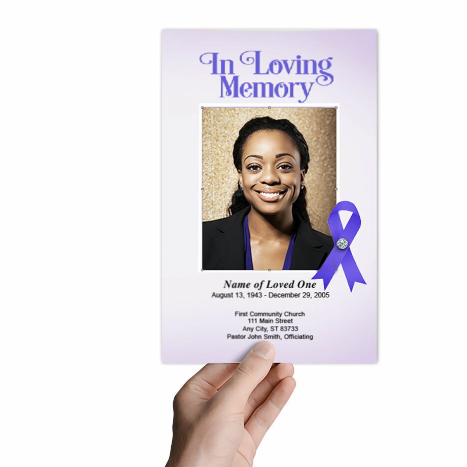 Lupus Purple Ribbon Funeral Program Template.