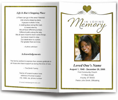 Cherish Funeral Program Template.