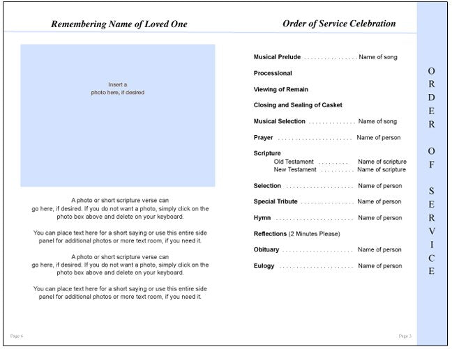 Destiny 8-Sided Graduated Funeral Program Template.