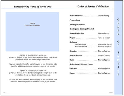 Destiny 8-Sided Graduated Funeral Program Template.