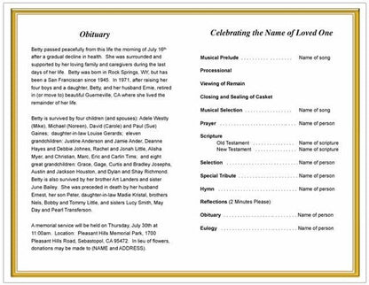 Tribute Funeral Program Template.