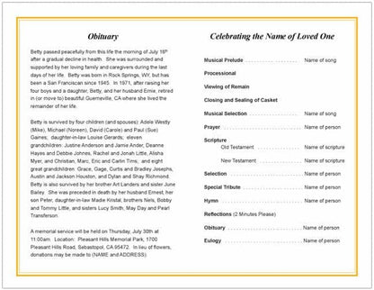 Memory Funeral Program Template.