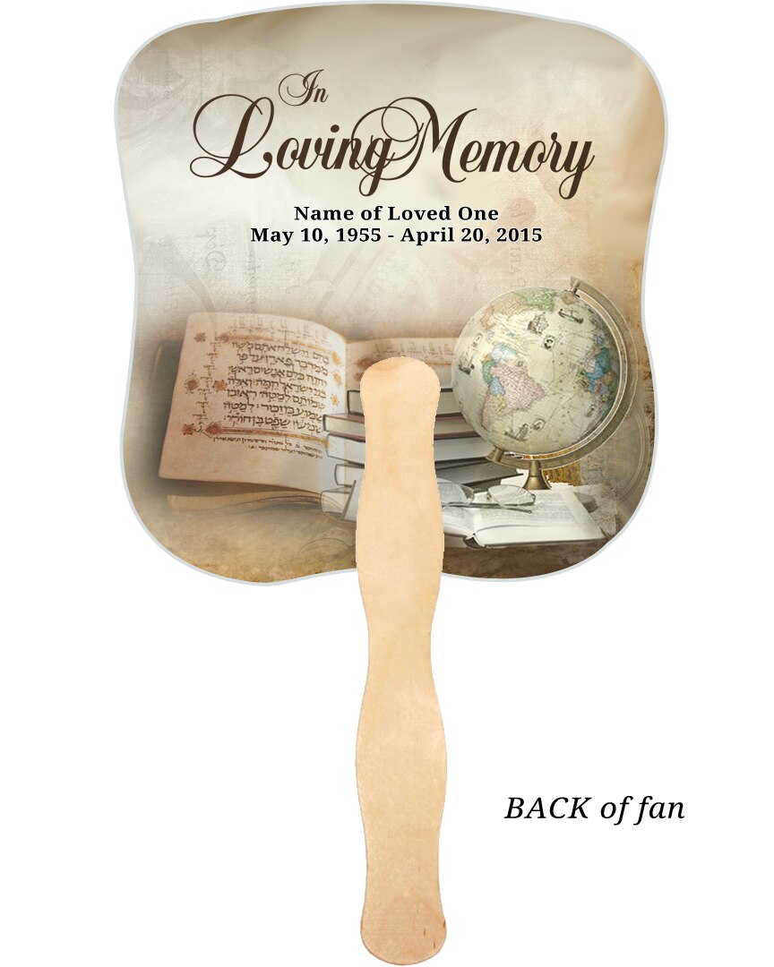 History Cardstock Memorial Fan With Wooden Handle (Pack of 10).