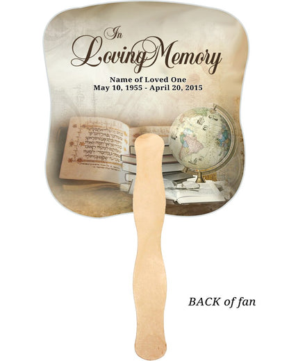 History Cardstock Memorial Fan With Wooden Handle (Pack of 10).