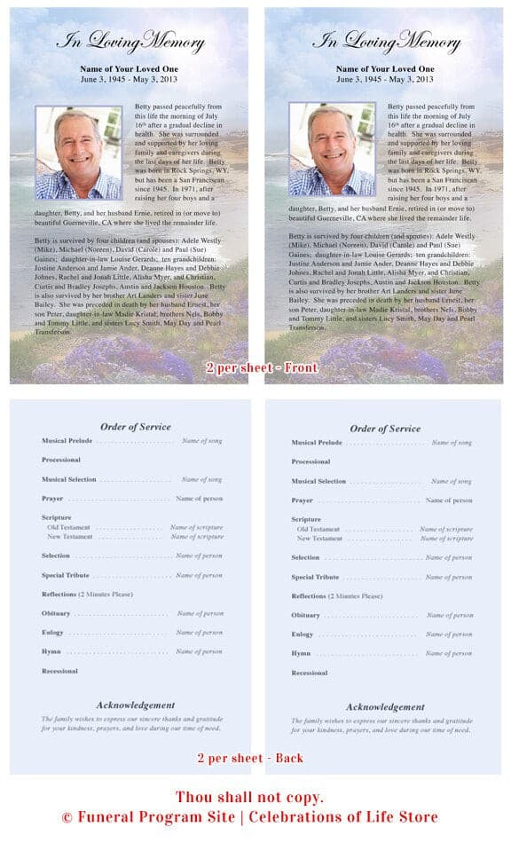 Seascape Funeral Flyer Template.