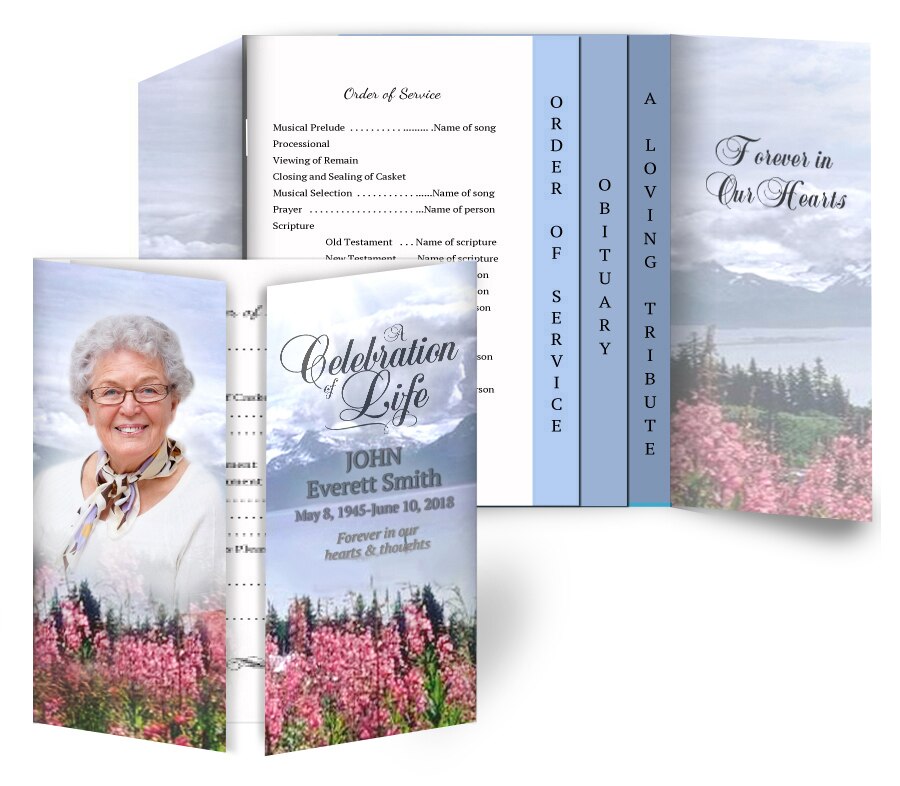 Seasons Gatefold-Graduated Combo Funeral Program Design & Print (Pack of 50).