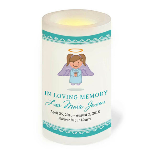 Scallop Personalized Flameless LED Memorial Candle.
