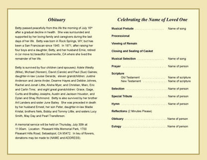 Musical Funeral Program Template.